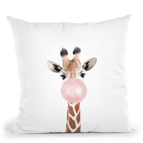 Bubble Gum Giraffe Throw Pillow By Sisi And Seb