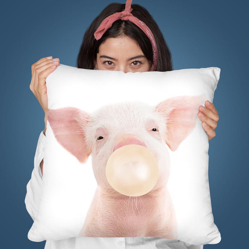 Bubble Gum Pig Throw Pillow By Sisi And Seb