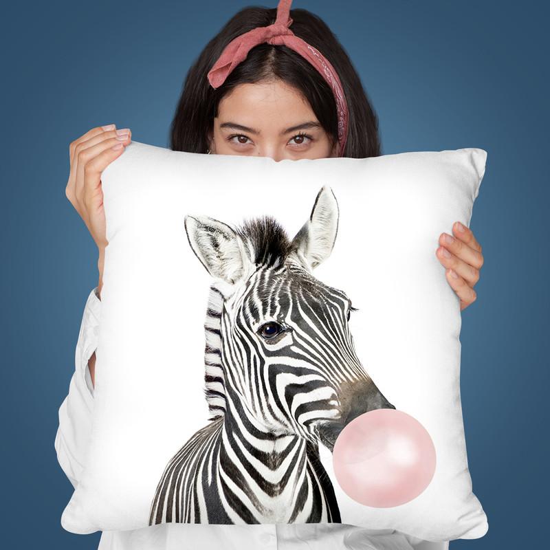 Bubble Gum Zebra Throw Pillow By Sisi And Seb