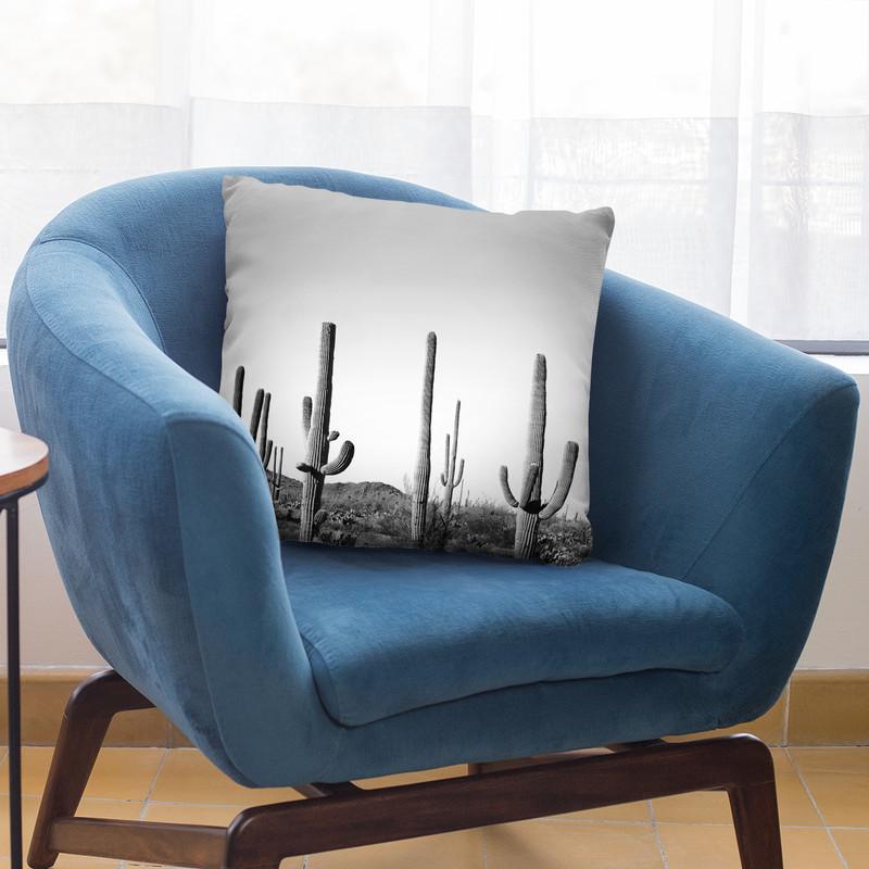 Cactus Land Bw Throw Pillow By Sisi And Seb