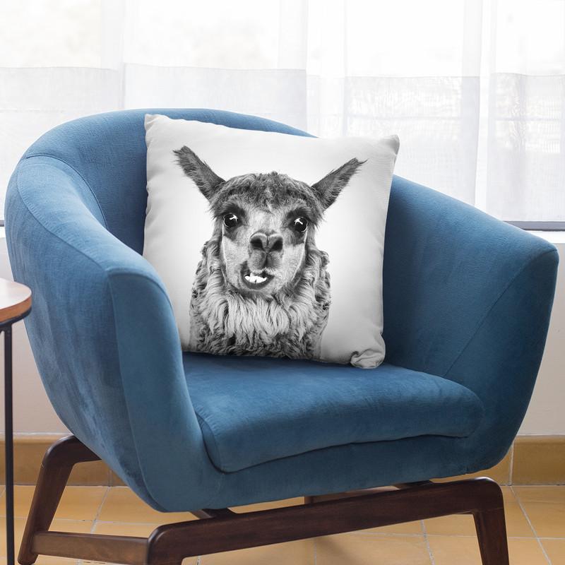 Funny Llama Bw Throw Pillow By Sisi And Seb