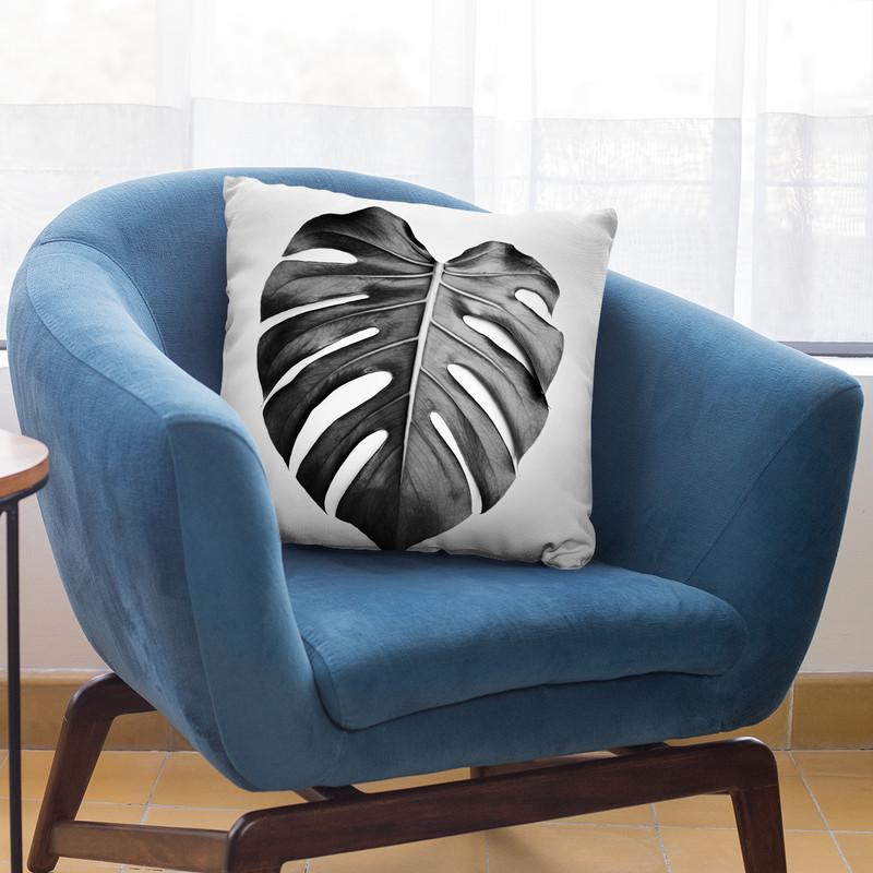 Monstera Bw Throw Pillow By Sisi And Seb