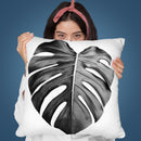 Monstera Bw Throw Pillow By Sisi And Seb