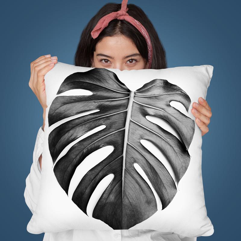 Monstera Bw Throw Pillow By Sisi And Seb