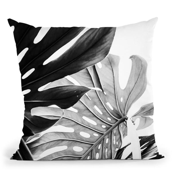 Monstera Jungle Bw Throw Pillow By Sisi And Seb