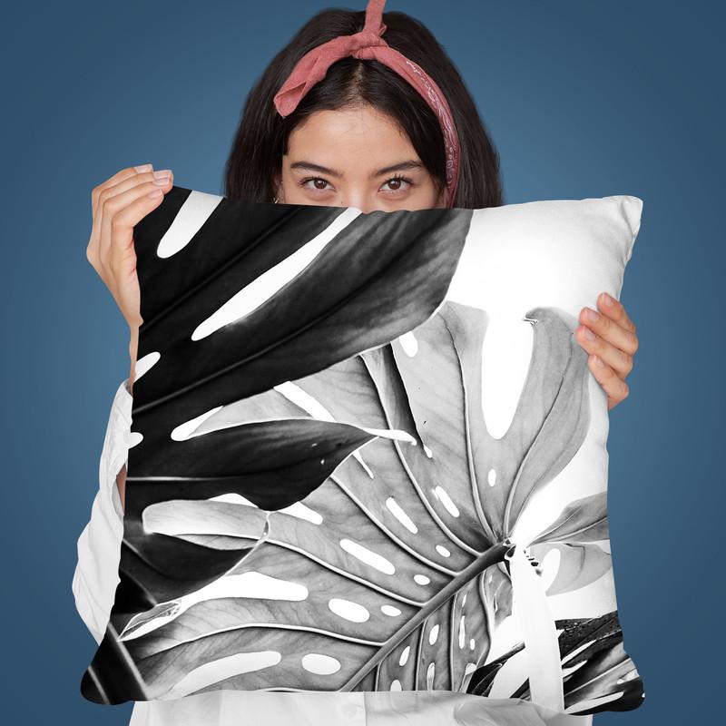 Monstera Jungle Bw Throw Pillow By Sisi And Seb