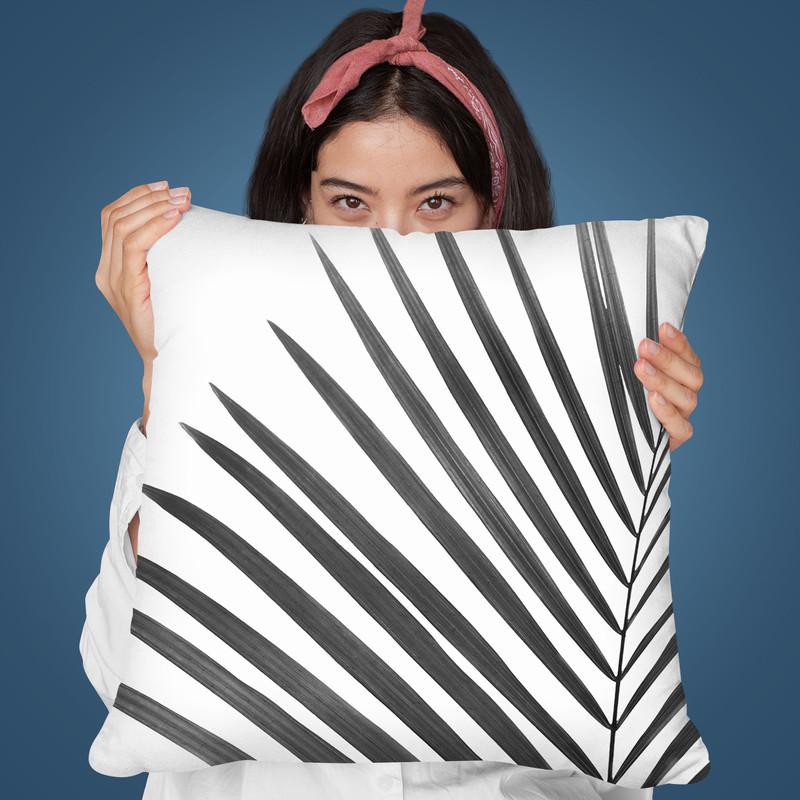 Palm Leaf Bw Throw Pillow By Sisi And Seb