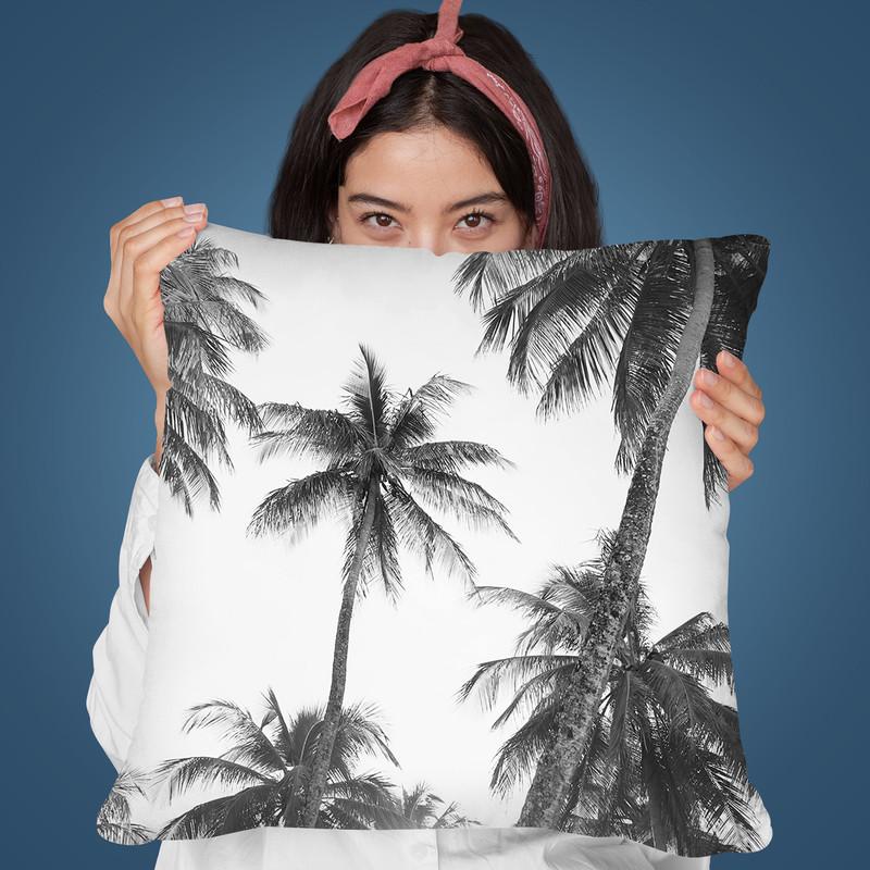 Palm Trees Bw Throw Pillow By Sisi And Seb