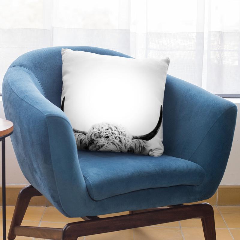 Peeking Cow Bw Throw Pillow By Sisi And Seb