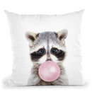 Raccoon Bubble Gum Throw Pillow By Sisi And Seb