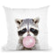 Raccoon Bubble Gum Throw Pillow By Sisi And Seb