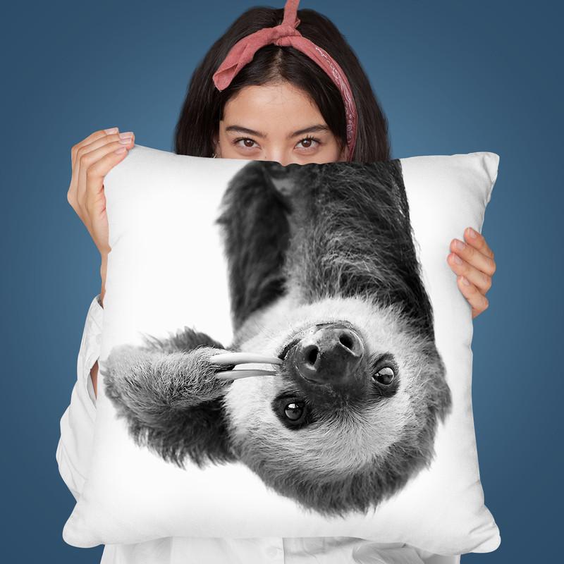 Sloth Bw Throw Pillow By Sisi And Seb
