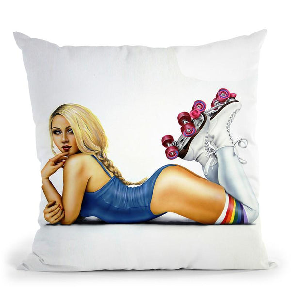 Roller Girl Throw Pillow By Scott Rohlfs