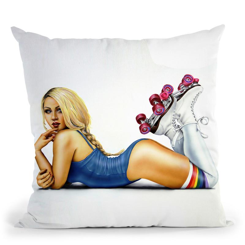 Roller Girl Throw Pillow By Scott Rohlfs