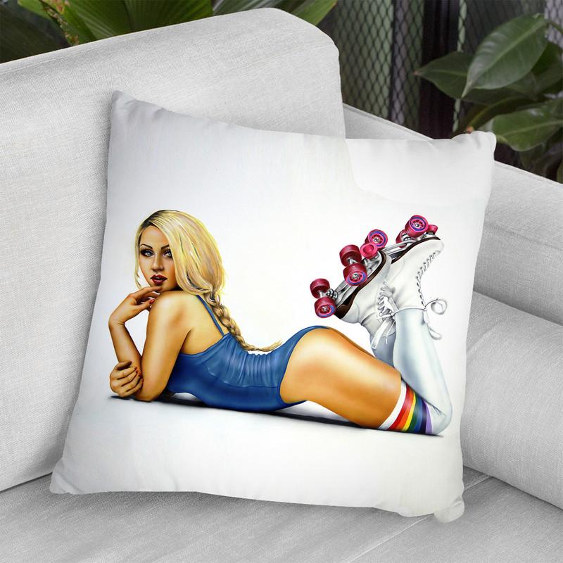 Roller Girl Throw Pillow By Scott Rohlfs