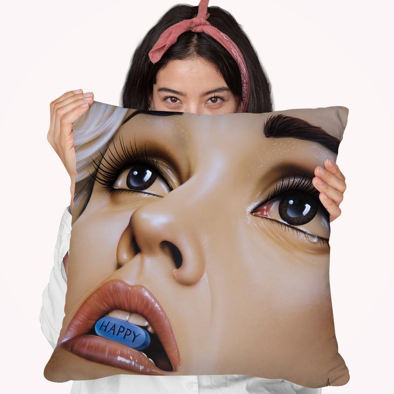 Happy Pill Throw Pillow By Scott Rohlfs