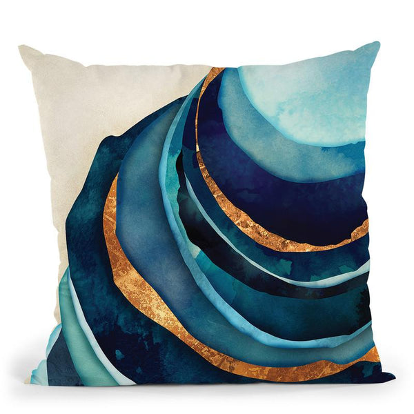 Abstract Blue And Gold Throw Pillow By Spacefrog Designs