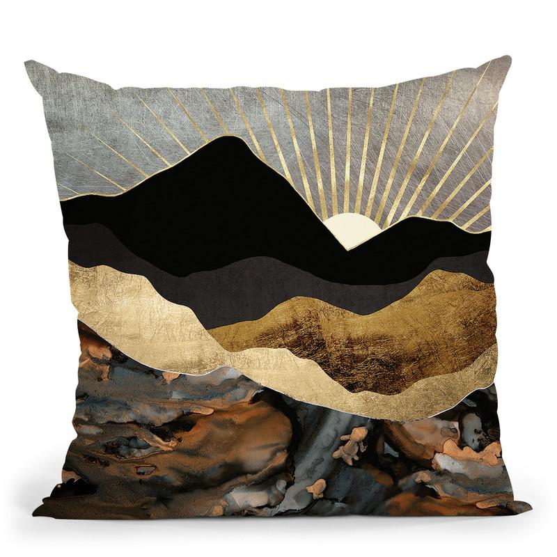 Copper And Gold Mountains Throw Pillow By Spacefrog Designs