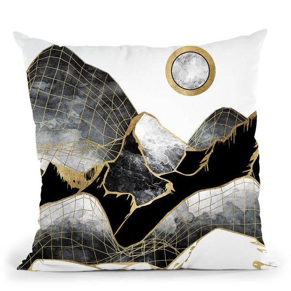Minimal Black And Gold Mountains Throw Pillow By Spacefrog Designs