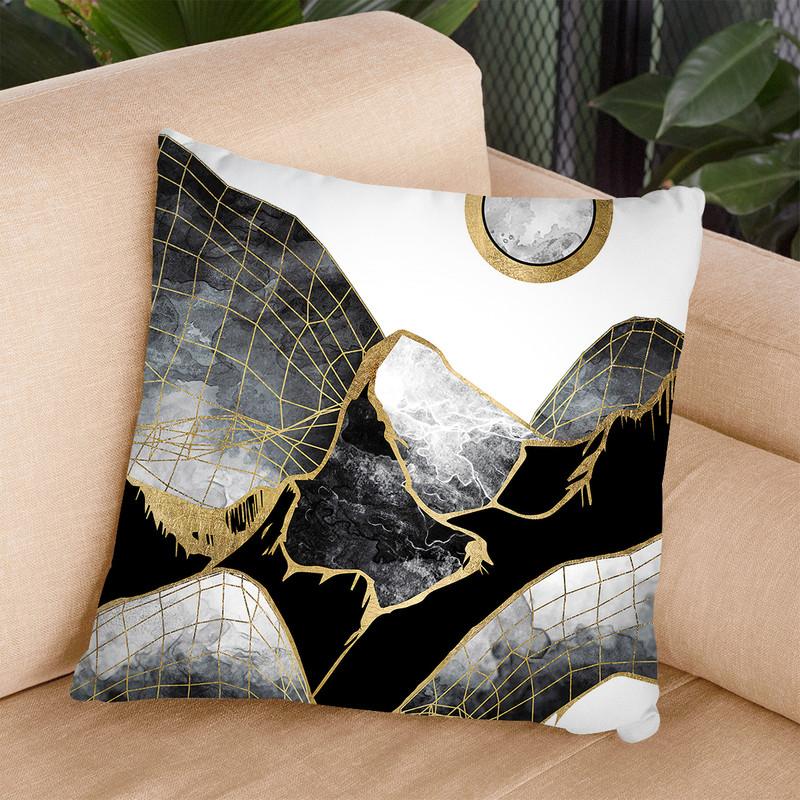 Minimal Black And Gold Mountains Throw Pillow By Spacefrog Designs