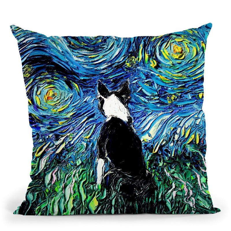 Boston Terrier Throw Pillow by Aja Trier