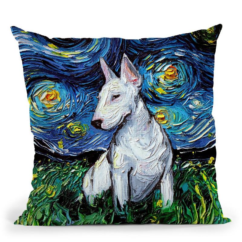 Bull Terrier Throw Pillow by Aja Trier