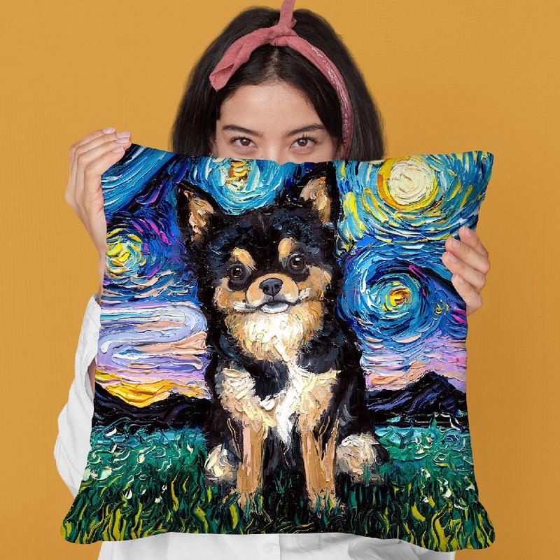 Chihuahua Black And Tan Throw Pillow by Aja Trier