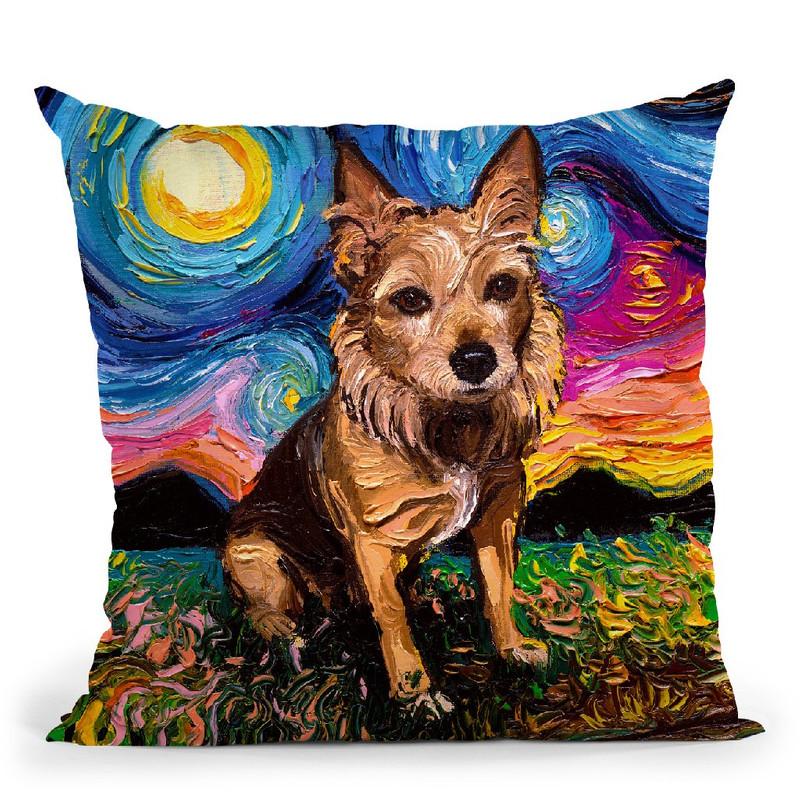 Australian Terrier Throw Pillow by Aja Trier