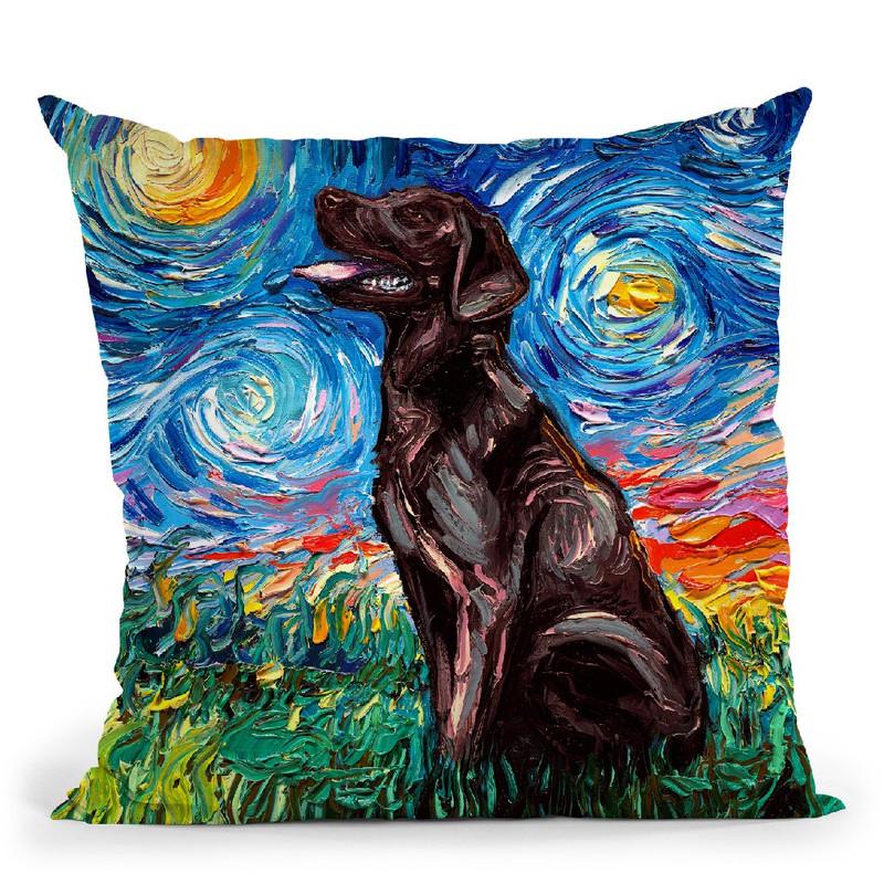 Chocolate Labrador Throw Pillow by Aja Trier