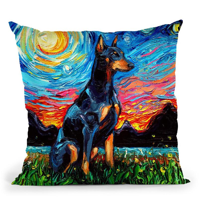 Doberman Throw Pillow by Aja Trier