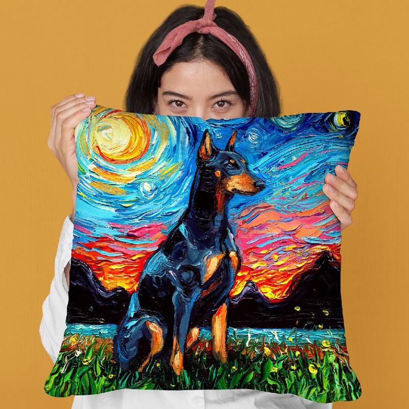 Doberman Throw Pillow by Aja Trier