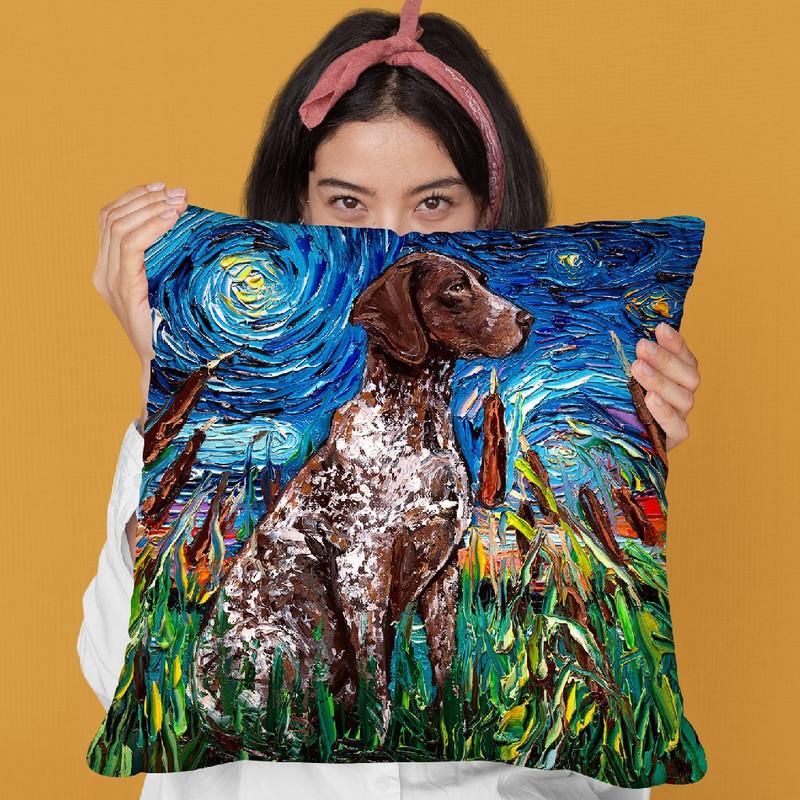 Germanorthair Throw Pillow by Aja Trier