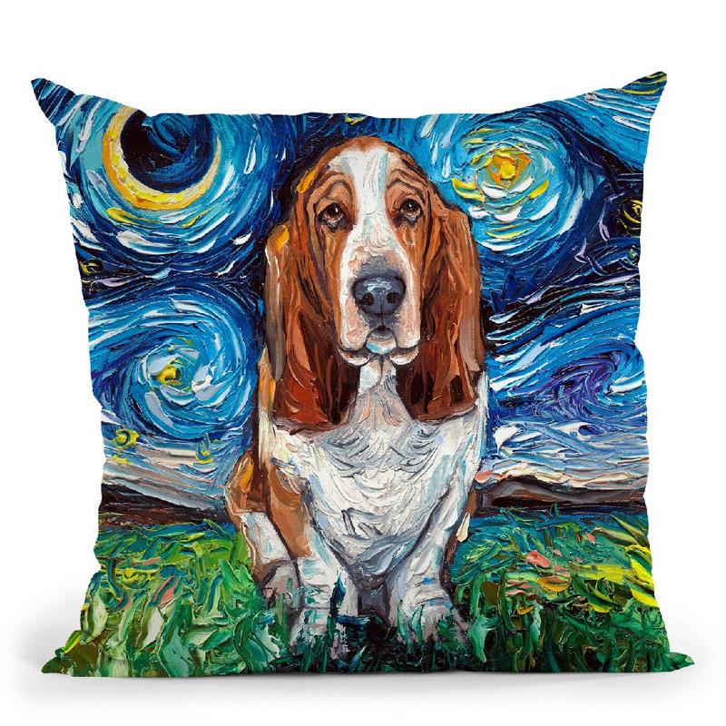 Basset Hound Throw Pillow by Aja Trier