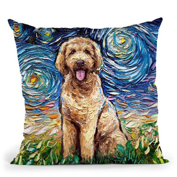 Golden Doodle Throw Pillow by Aja Trier