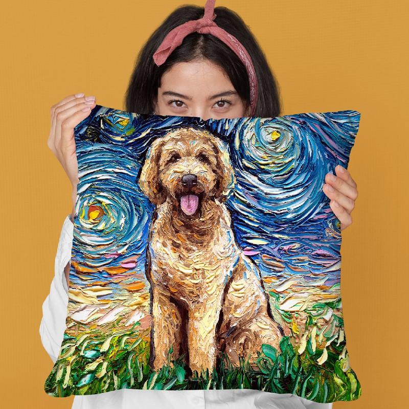 Golden Doodle Throw Pillow by Aja Trier