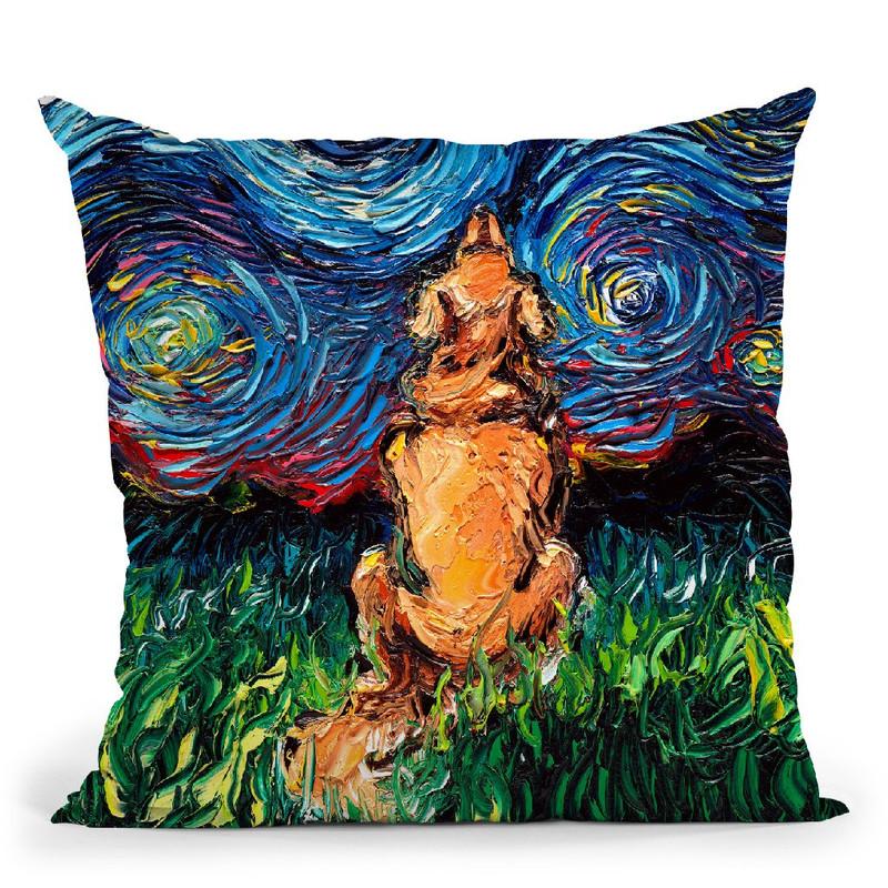 Golden Retreiver Back Throw Pillow by Aja Trier
