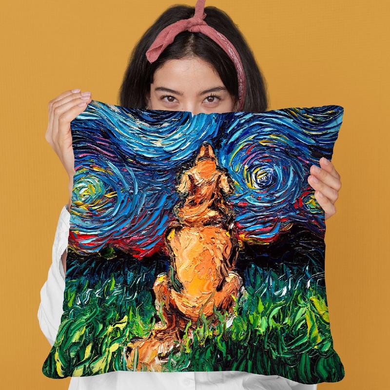 Golden Retreiver Back Throw Pillow by Aja Trier