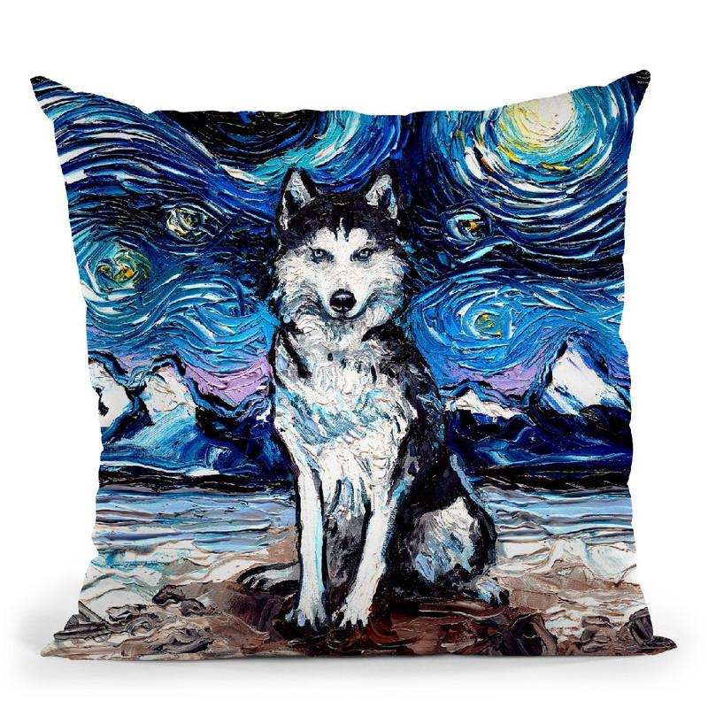 Husky Throw Pillow by Aja Trier