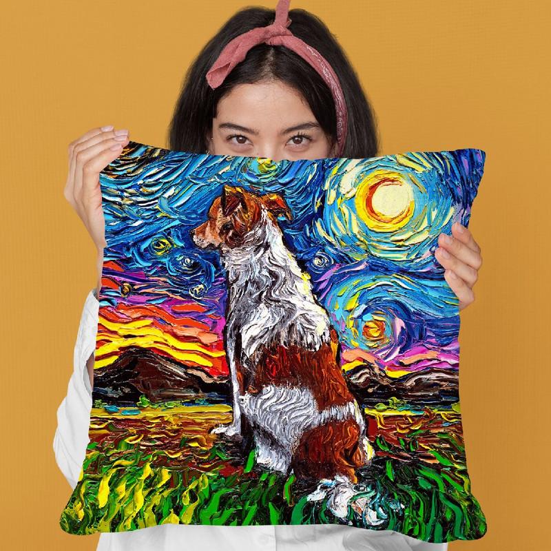 Kooikerhondje Throw Pillow by Aja Trier