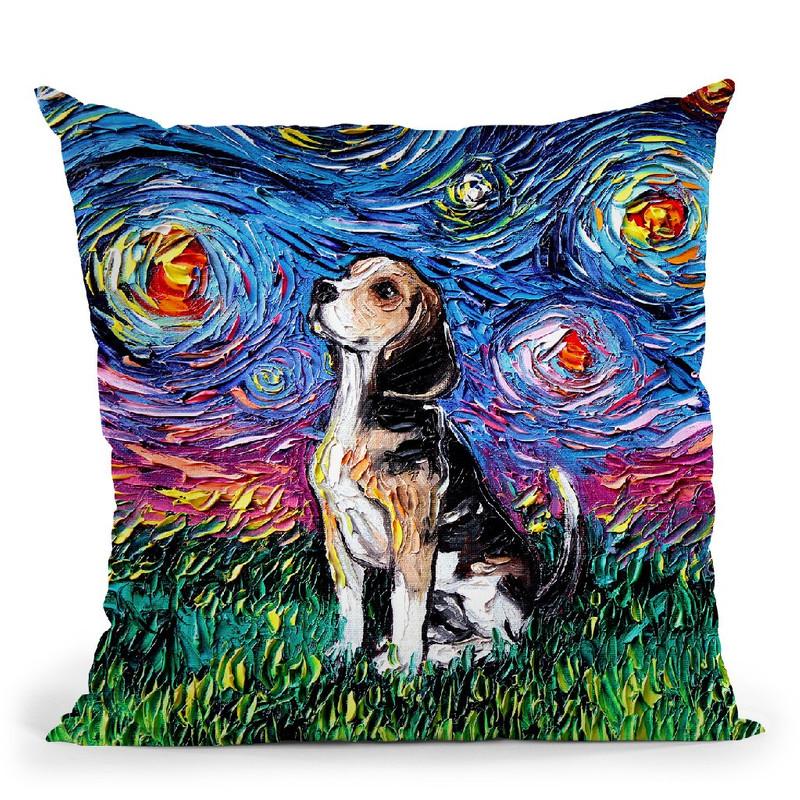 Beagle Throw Pillow by Aja Trier