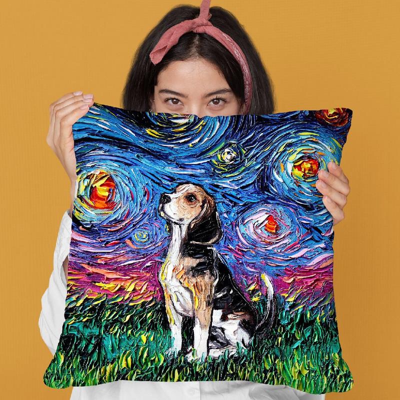 Beagle Throw Pillow by Aja Trier