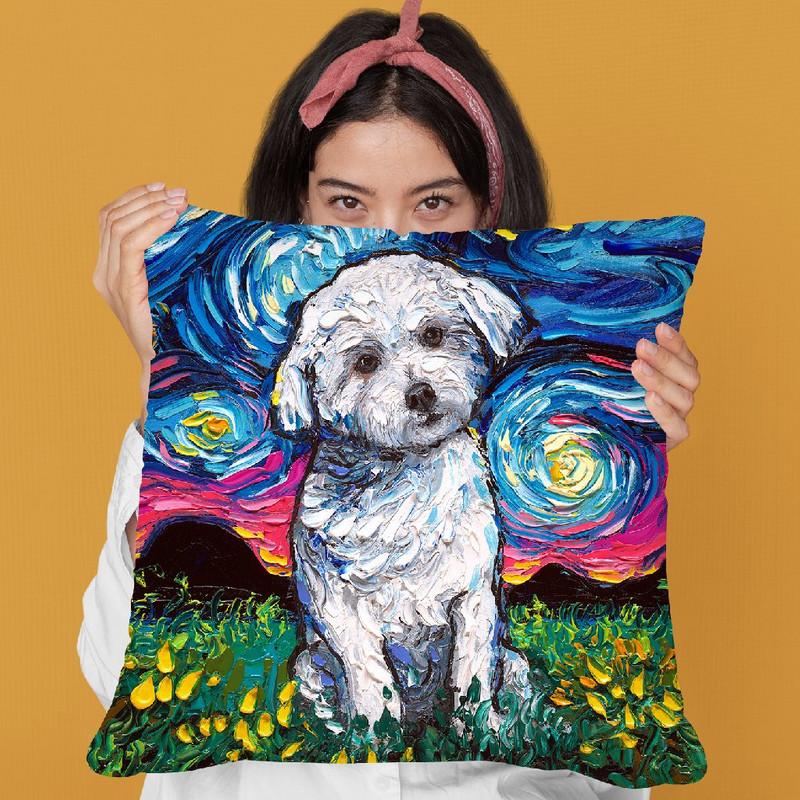 Maltese Throw Pillow by Aja Trier