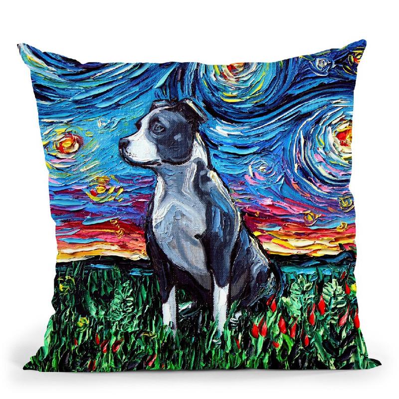Pit Bull Throw Pillow by Aja Trier