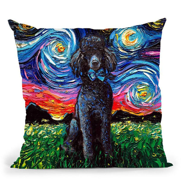 Poodle Black Throw Pillow by Aja Trier