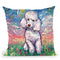 Poodle White Throw Pillow by Aja Trier