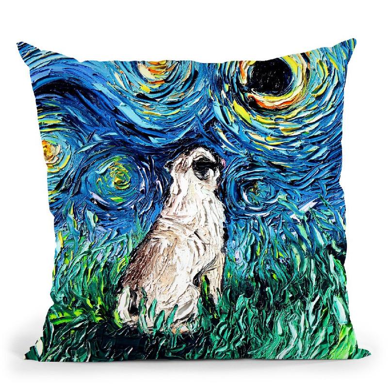 Pug Throw Pillow by Aja Trier