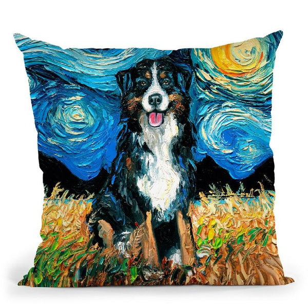 Bernese Mountain Dog Throw Pillow by Aja Trier