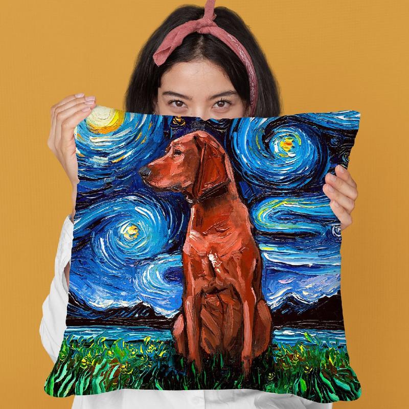 Redbone Coonhound Throw Pillow by Aja Trier