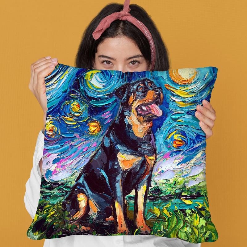 Rottweiller Ii Throw Pillow by Aja Trier