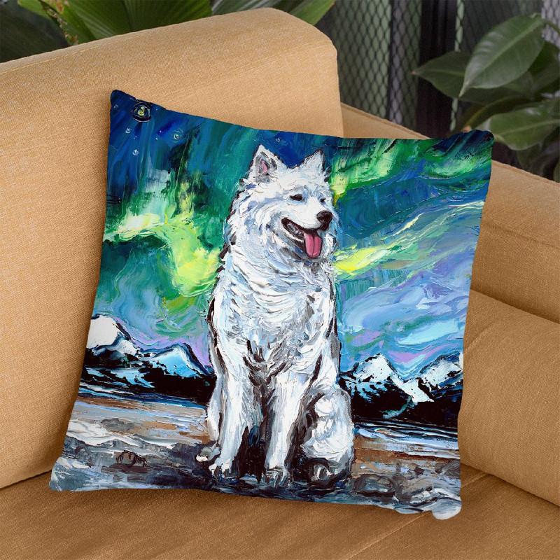 Samoyed Throw Pillow by Aja Trier